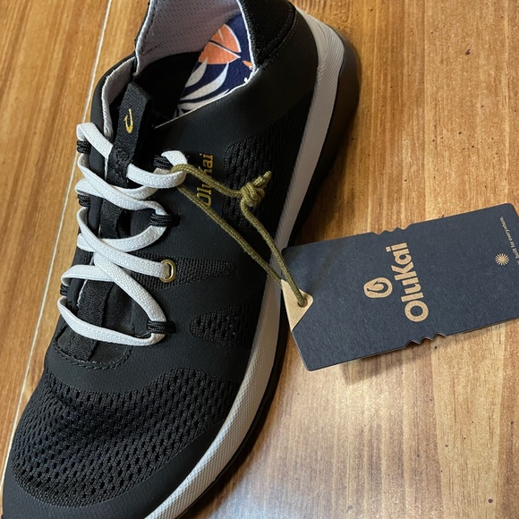 OluKai Black and White Athletic Shoes